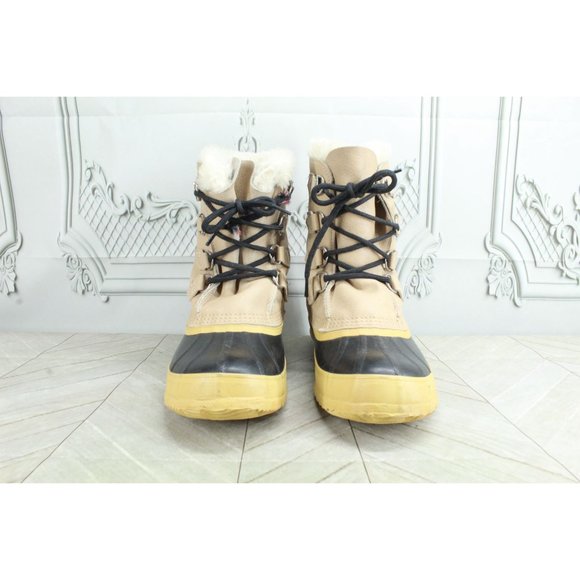 Sorel Tan Leather Faux Fur Wool Waterproof Snow Boots Size 9 - Picture 4 of 10